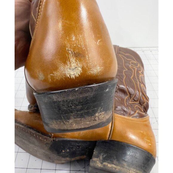 Vintage Tony Lama Cowboy Boots Men's Sz. 8.5 D Brown Leather Western Style - Picture 6 of 16